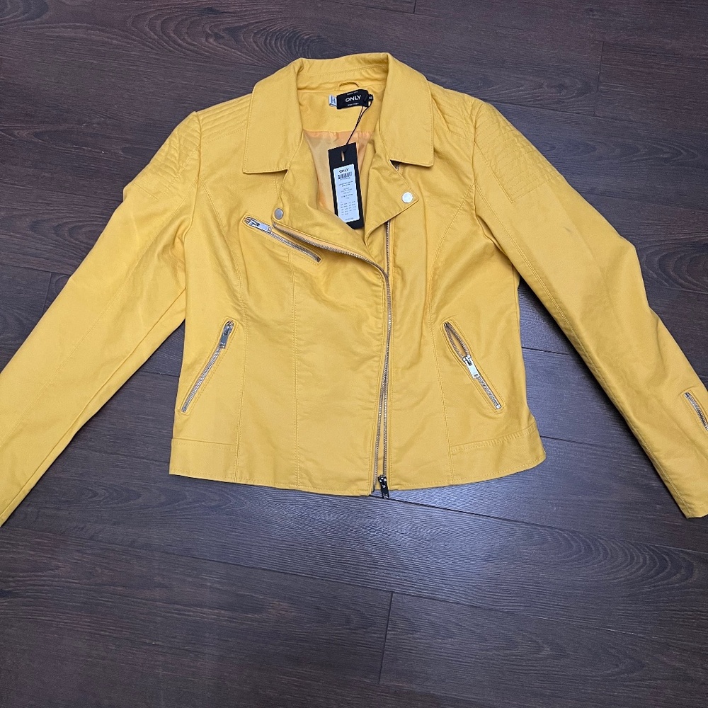 Yellow Vegan Leather jacket